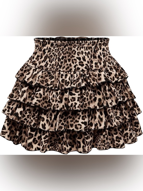 Dresses & Skirts - Tiered Ruffle Leopard Print Mini Skirt